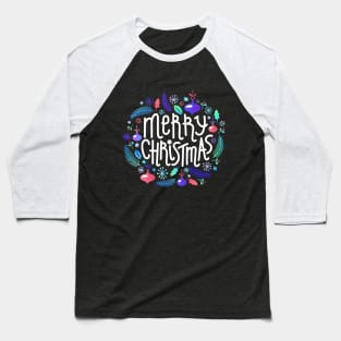 Merry Christmas Lettering #1 Baseball T-Shirt